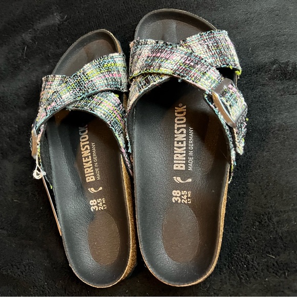 Birkenstock Siena Synthetic Material/Textile Green Two-Strap Sandals 38 - Picture 1 of 5